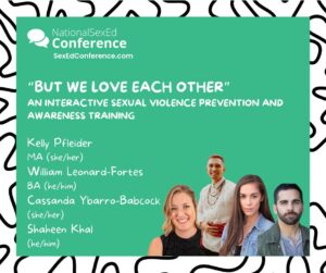 Speaker card for presentation "But We Love Each Other: An Interactive Sexual Violence Prevention and Awareness Training" by Kelly Pfleider, William Leonard-Fortes, Cassandra Ybarro-Babcock, & Shaheen Khal