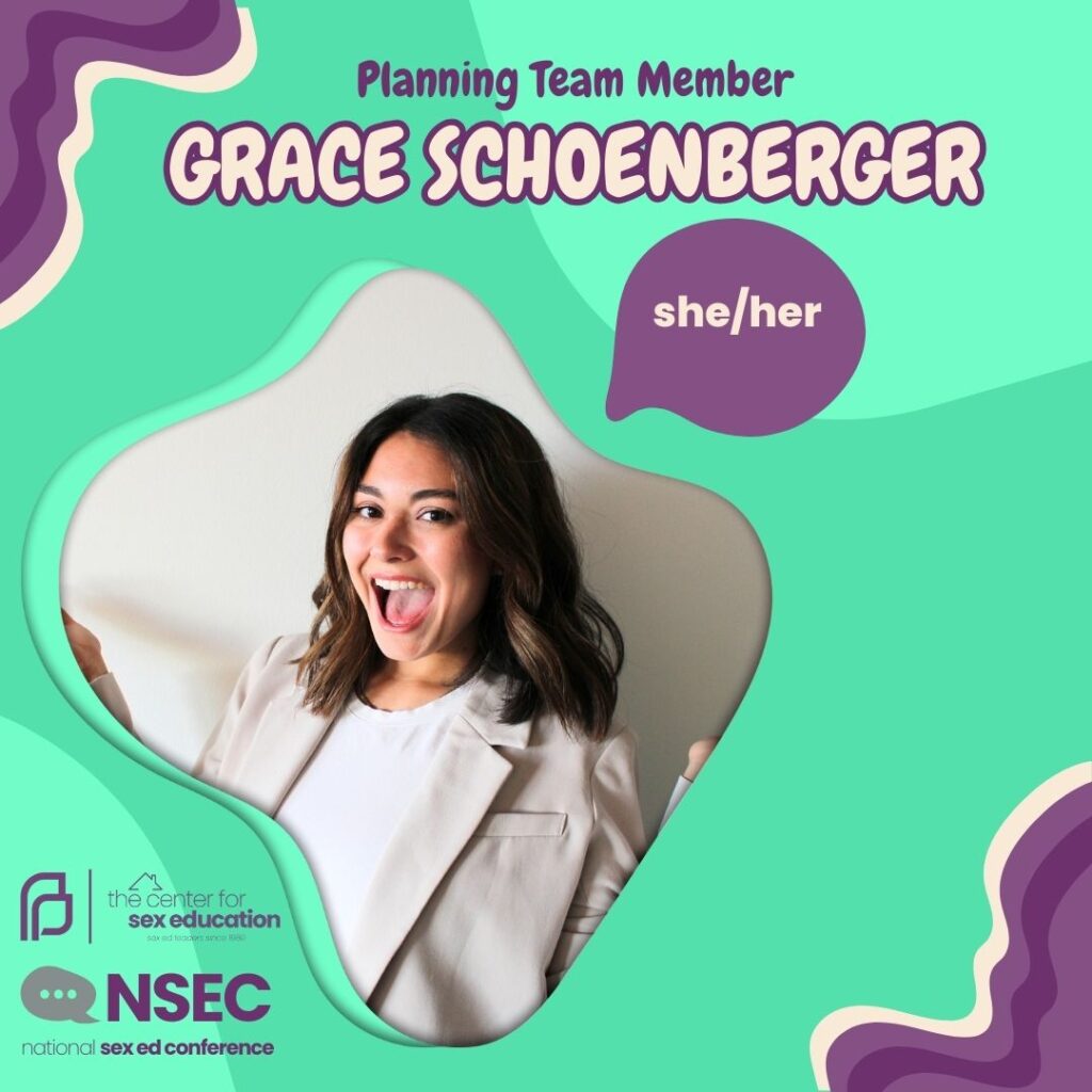 Planning team speaker card for Grace Schoenberger (she/her)